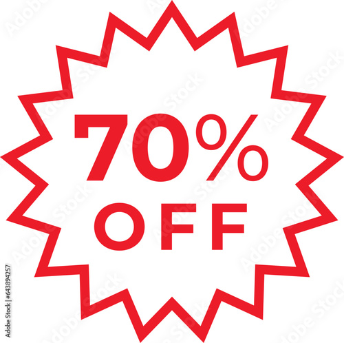 Price tags, special offer or shopping discount label with percent, discount. Red Paper sticker. 10, 20, 25, 30, 35, 40, 50, 60, 70, 80, 90  percent price. Promotional sale. Vector illustration.