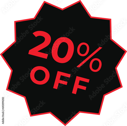 Price tags, special offer or shopping discount label with percent, discount. Red Paper sticker. 10, 20, 25, 30, 35, 40, 50, 60, 70, 80, 90  percent price. Promotional sale. Vector illustration.