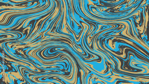 Vector marble abstract seamless pattern in the ebru style. Black blue and brown texture, wood pattern background.