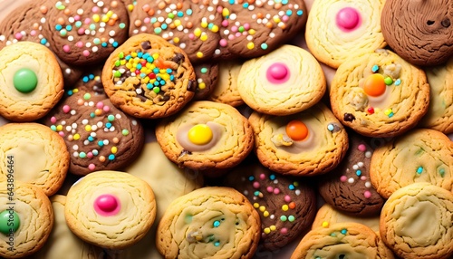 pile of cookies and cookies with sprinkles, food, sweet, chocolate, sugar, bakery, birthday, party, decoration, christmas, delicious