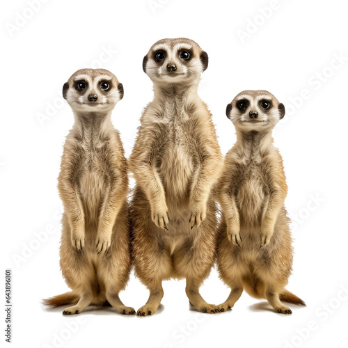 meerkats on white background