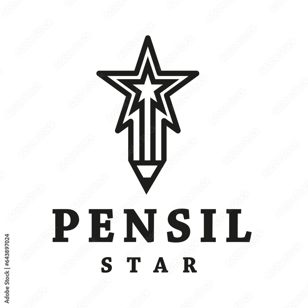 Fototapeta premium Education logo design, Academy concept Pencil icon, Creative Star Vector Template