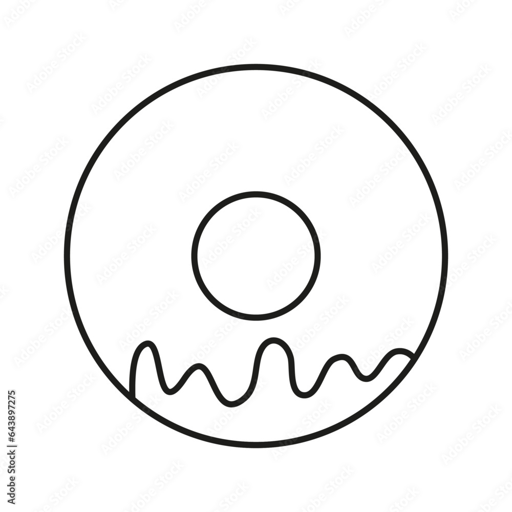Icon of delicious and appetizing donut with chocolate. Black on white background Icon of delicious and appetizing donut with chocolate. Black on white background
