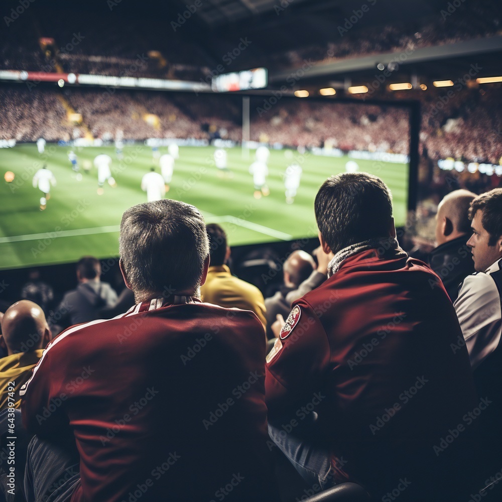 Men watching football on stadium. Funs Men watching football on stadium. Funs