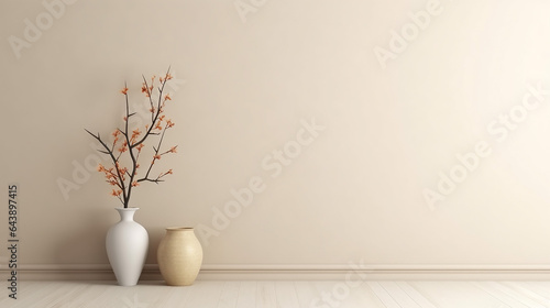 interior background of room with vase and branch