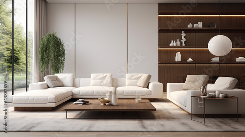 interior design of modern living room with white sofa © pjdesign