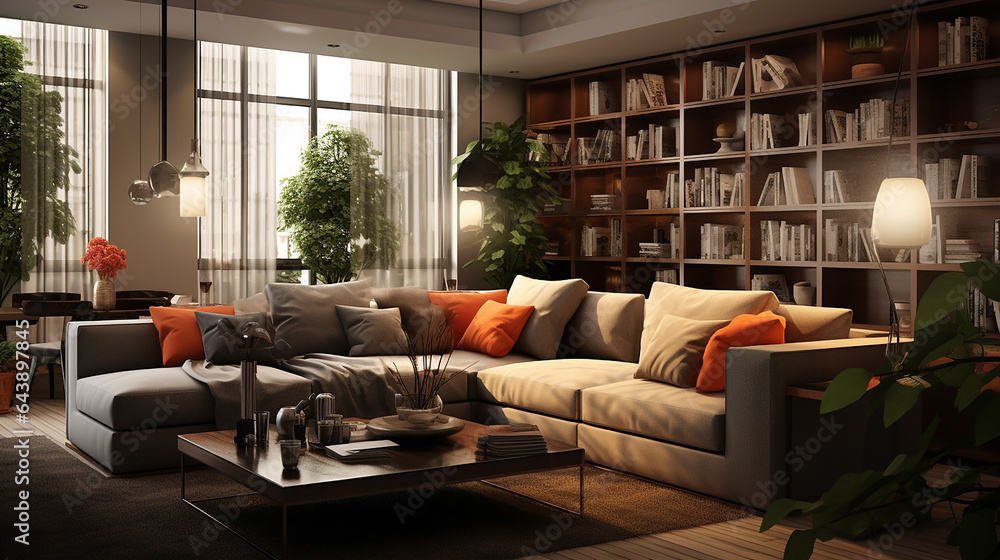 interior of living room with sofa rendering interior of living room with sofa rendering
