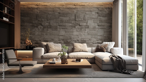 interior of living room with sofa 3d rendering