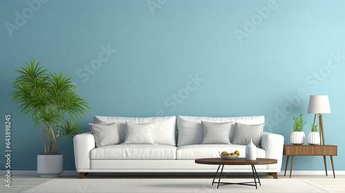 interior of modern living room with white fabric sofa © pjdesign