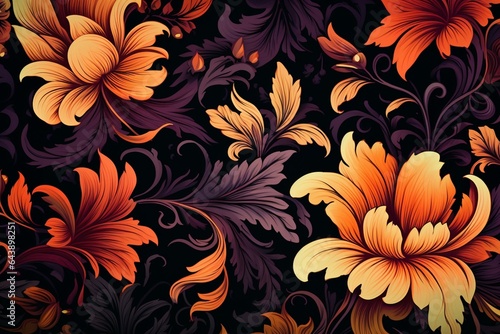 A seamless and abstract floral pattern. Generative AI