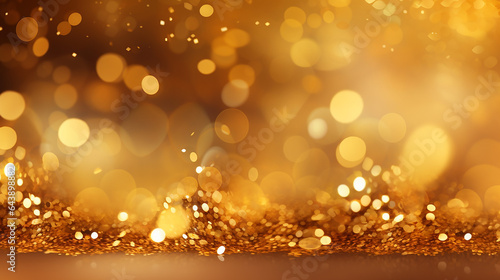 gold background with bokeh gold glitter © pjdesign