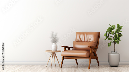 modern mid century and minimalist interior of living room photo