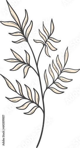 Hand drawn autumn leaves outline decoration