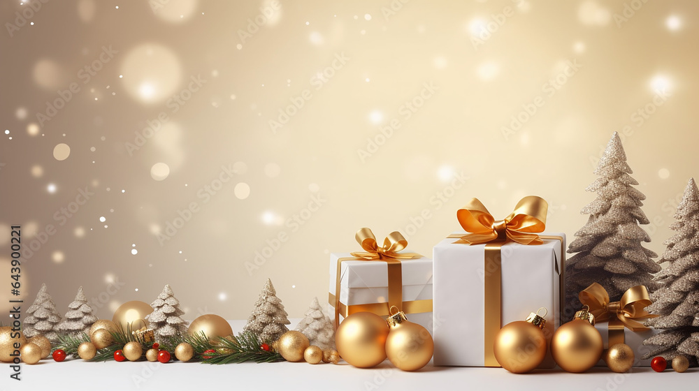 simple Christmas background design with realistic gold decoration