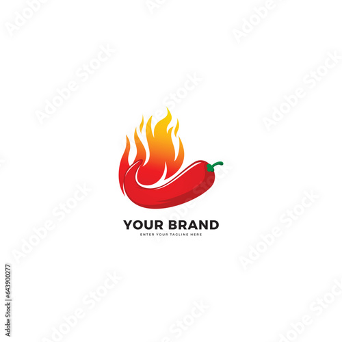 Super spicy red chili logo, vector graphic design