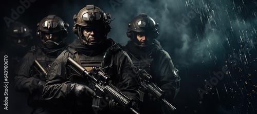 Special forces soldier police, swat team member. in action , Poster concept for police,Generated with AI security or military,
