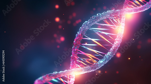 glowing DNA stand 3d rendering