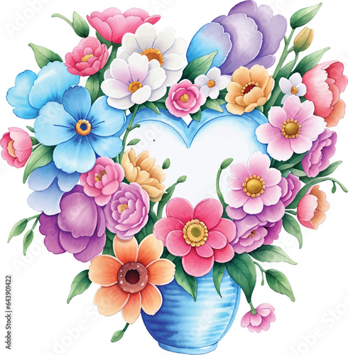 Watercolor Spring Flower Love Clipart Design Vector Illustration © Ashikul