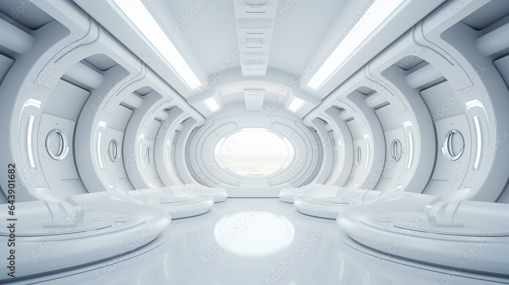 Obraz premium white futuristic architecture glossy background 3d rendering