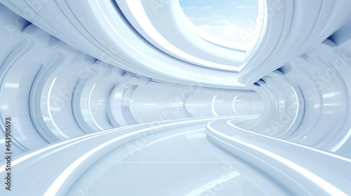 white futuristic architecture background with sky 3d rendering