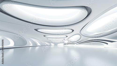 white futuristic architecture round background 3d rendering © pjdesign