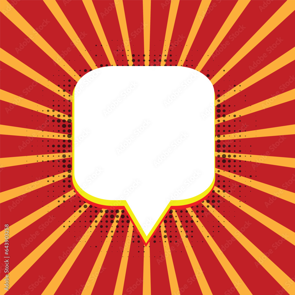 Speech Bubble in Pop art style. Retro vector illustration icon with pop bubble on yellow, red, blue verity of color background