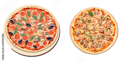 Eel and seafood on a pizza transparent background