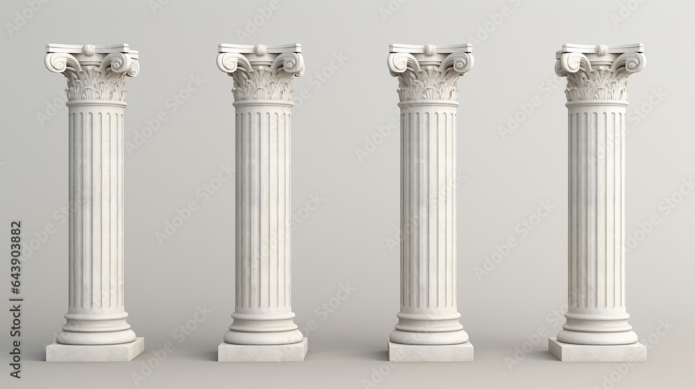 four white marble pillars. 3d illustration four white marble pillars. 3d illustration