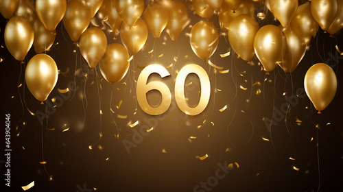 happy 60th birthday gold balloons greeting card
