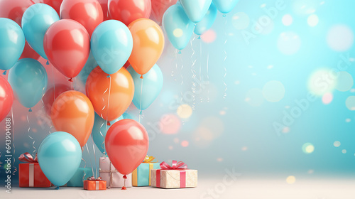 happy birthday greeting with 3d balloons 3d rendering