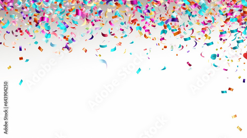 lots of colorful tiny confetti and ribbons on transparent background