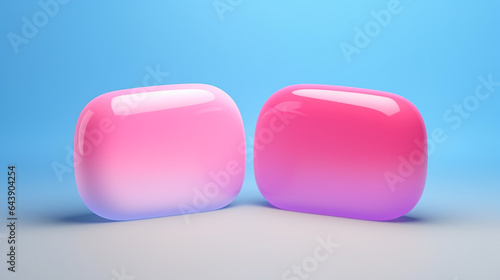 minimal pink and blue chat bubble. concept of social media messages