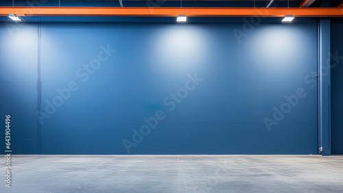 Interior wall of an empty industrial warehouse in a dynamic contrast of colors © IonelV