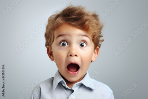 Surprised little boy on a white background