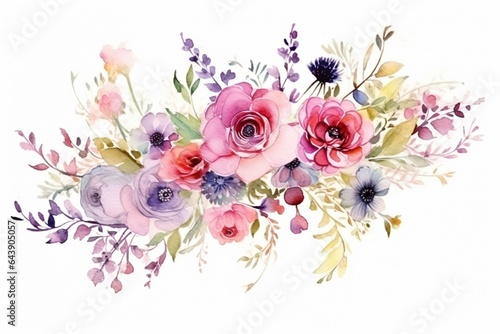 Watercolor funeral flowers with space for text. Generative AI