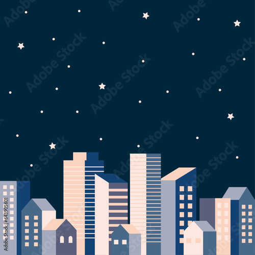 バナーセット_ビル群_夜空