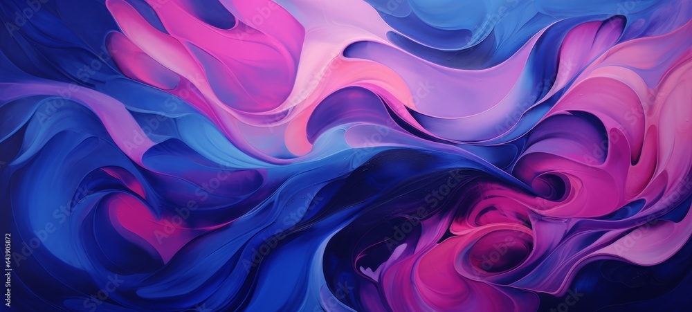 Obraz premium Abstract marbling oil acrylic paint background illustration art wallpaper - Pink blue color with liquid fluid marbled paper texture banner painting texture