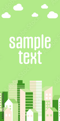 背景イラスト_ビル群_緑