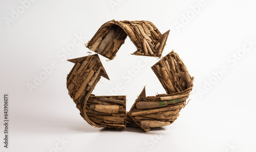 Recycle symbol made of wood