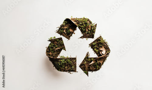Recycle symbol made of grass