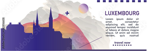 Luxembourg city banner with abstract shapes of skyline, cityscape, landmarks and attractions. Grand Duchy canton travel vector illustration for brochure, website, page, header, presentation