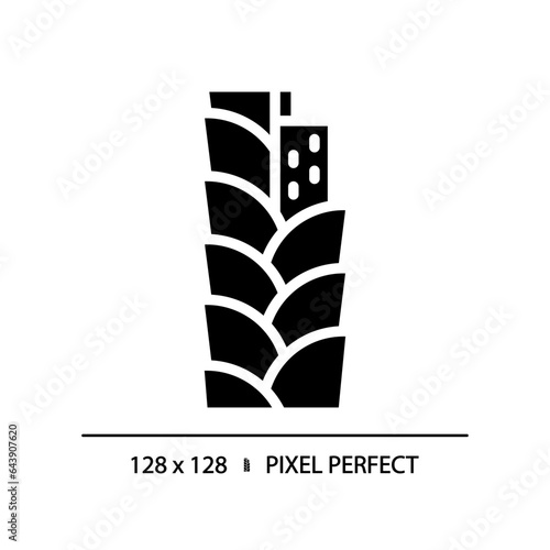 2D pixel perfect grooming tool glyph style icon, isolated vector, haircare simple black silhouette illustration.