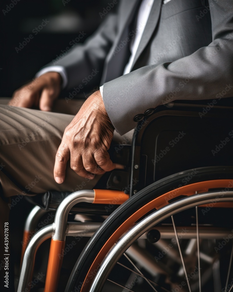 Obraz premium Hand of a man in a wheelchair.
