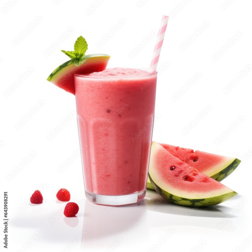Glass of strawberry smoothie isolated.