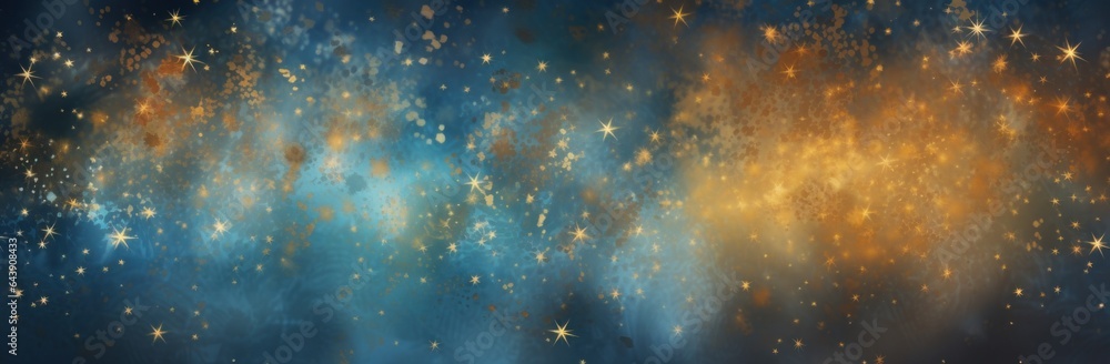 Winter holiday blue background with golden stars