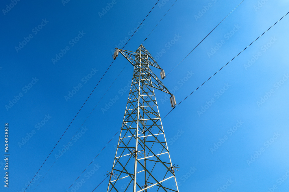 Electric pylon current electricity energy ecological transition panorama landscape