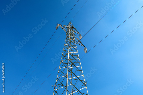 Obraz na płótnie Electric pylon current electricity energy ecological transition panorama landscape w salonie
