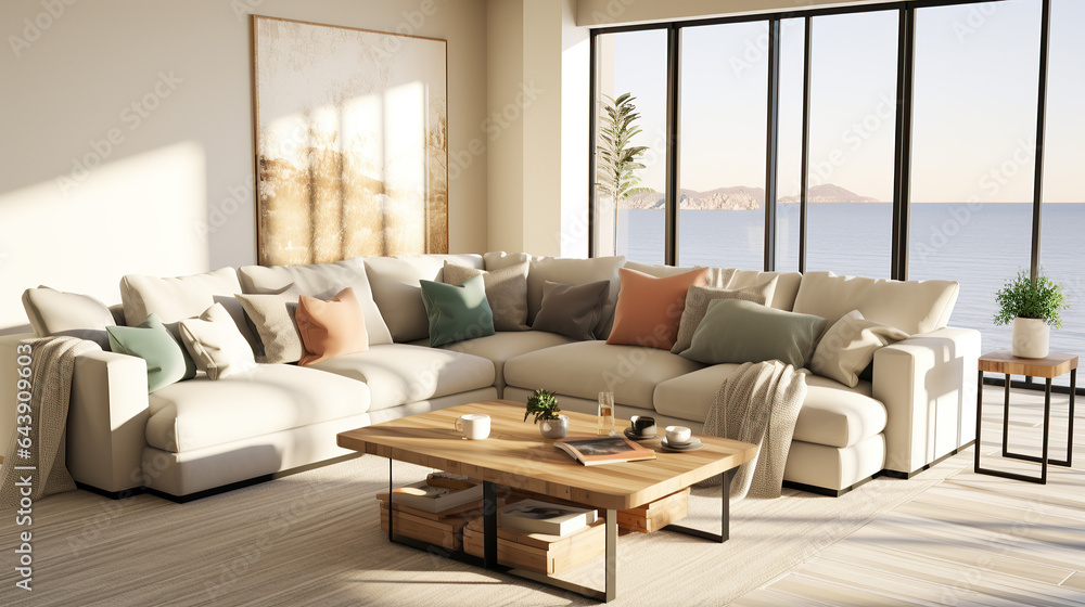 Stylish Living Room Interior Mockup, Modern Interior Design, 3D Render, 3D Illustration Stylish Living Room Interior Mockup, Modern Interior Design, 3D Render, 3D Illustration