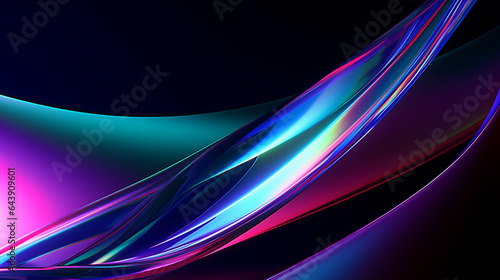 Close-up of a colorful wave on a dark background, technology background, wallpaper, Generative AI