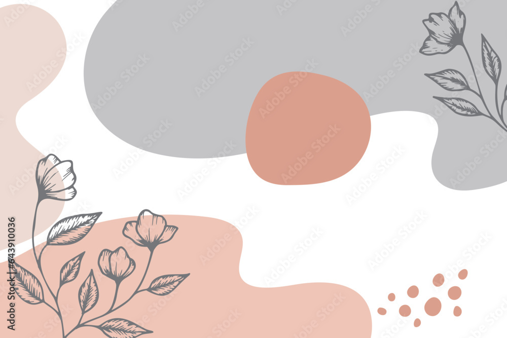 Collection of hand drawn spring flowers and plants. Monochrome vector illustrations in sketch style.
